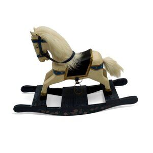 Ashton Drake ROCKING HORSE Rock A Bye Wood Faux Hair 1995 Vintage 7 x 10"